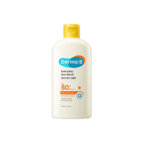 Derma:B Everyday Sun Block SPF50+ PA++++ ,  Hydrating Broad Spectrum Sunscreen for Sensitive & Dry Skin - 200ml