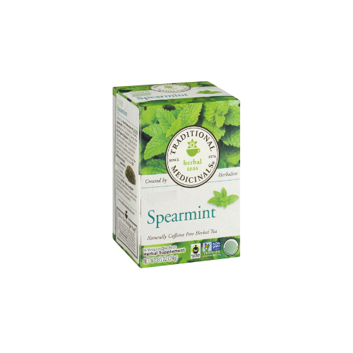 spearmint Traditional Medicinals Organic Spearmint Tea, Caffeine Free Herbal Tea for Hormonal Balance & Clear Skin -16 Bags