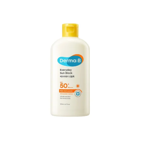 Derma:B Everyday Sun Block SPF50+ PA++++ ,  Hydrating Broad Spectrum Sunscreen for Sensitive & Dry Skin - 200ml